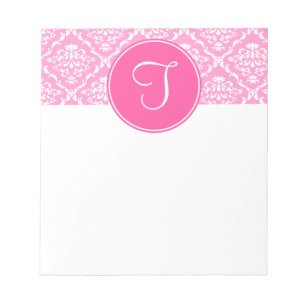 Rosa Damast-Monogramm-Notizblock Notizblock