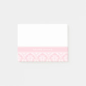 Rosa Damast-Monogramm Posten-it® Anmerkungen Post-it Klebezettel (Vorderseite)