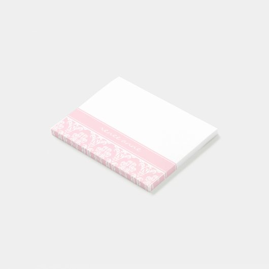 Rosa Damast-Monogramm Posten-it® Anmerkungen Post-it Klebezettel (angewinkelt)
