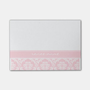 Rosa Damast-Monogramm Posten-it® Anmerkungen Post-it Klebezettel