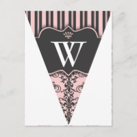 Rosa Damast-Party-Flaggen-Girlande-Banner-Postkart