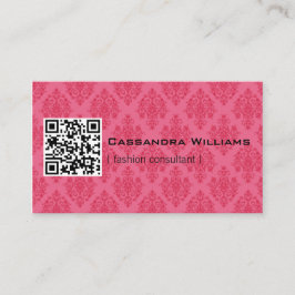 Rosa Damast QR CODE Visitenkarten Visitenkarte