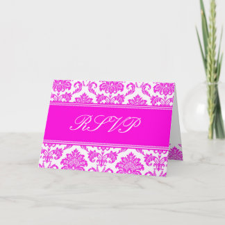 Rosa Damast RSVP-Karte Einladung
