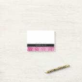 Rosa Damast-Schwarzes personalisierte Posten-it® Post-it Klebezettel (Auf Schreibtisch)