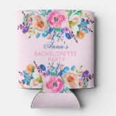 rosa Damast und farbenfrohe Bouquet - Bachelorette Dosenkühler (Rückseite)