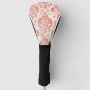 Rosa Damast-Wasserfarben-Blumen-Vintage-Muster Golf Headcover
