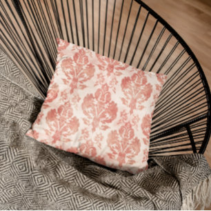 Rosa Damast-Wasserfarben-Blumen-Vintage-Muster Kissen