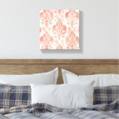 Rosa Damast-Wasserfarben-Blumen-Vintage-Muster Leinwanddruck (Insitu (Schlafzimmer))