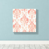 Rosa Damast-Wasserfarben-Blumen-Vintage-Muster Leinwanddruck (Insitu (Holzboden))