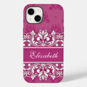 Rosa Damast-Wirbel-Name Case-Mate iPhone Hülle (Rückseite)