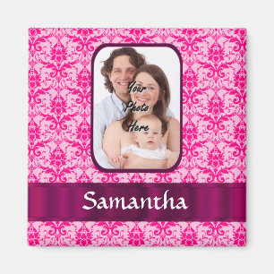 Rosa Damastgewohnheits-Foto Magnet