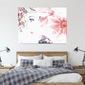 Rosa Dame, Frauenprofil mit Blume Leinwanddruck (Insitu (Schlafzimmer))