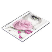 Rosa Dame mit rosa Rosennotizbuch Notizblock (Linke Seite)