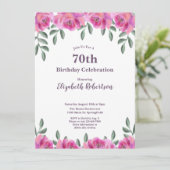 Rosa Damen 70. Geburtstag Einladung (Stehend Vorderseite)