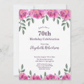 Rosa Damen 70. Geburtstag Einladung (Vorderseite)