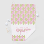 Rosa Damen Golfer Raute personalisiert Handtuch (Insitu)
