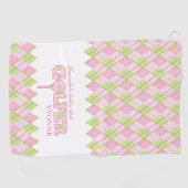 Rosa Damen Golfer Raute personalisiert Handtuch (Horizontal)