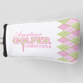 Rosa Damen Golfer Raute personalisierte Abdeckung Golf Headcover (Vorderseite)