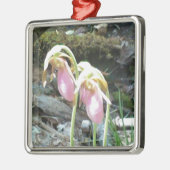 Rosa Damenschuh Orchid Silbernes Ornament (Links)