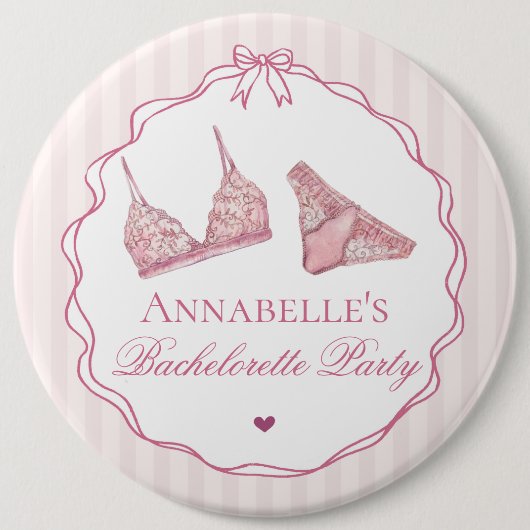 Rosa Damenwäsche-Duschparty Geschenk für Junggesel Button (Vorderseite)