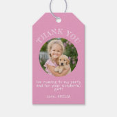 Rosa Danke Geburtstagsmädchen Foto Geschenkanhänger (Vorderseite)