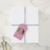 Rosa Danke Geburtstagsmädchen Foto Geschenkanhänger (Mit Garn)