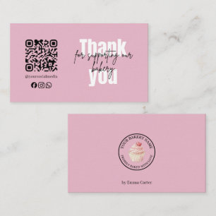 Rosa Danke-Karten-Cupcake-Design für Bäckereien Visitenkarte