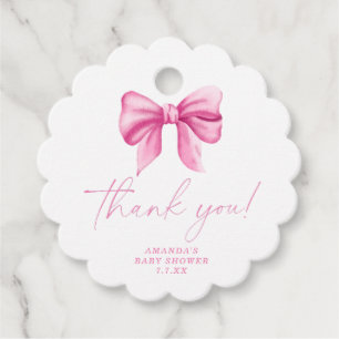 Rosa Danksagungskarte mit Schleife Geschenkanhänger