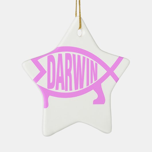 Rosa Darwin-Fische Keramik Ornament (Rechts)