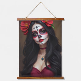 Rosa de los Muertos Wandteppich Mit Holzrahmen