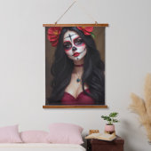 Rosa de los Muertos Wandteppich Mit Holzrahmen (Schlafzimmer)