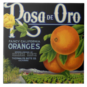 Rosa de Oro Orange-Kistenetikett Fliese