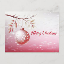 Rosa Decorative Ball Holiday Weihnachten Postkarte