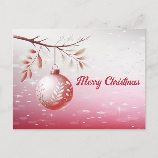 Rosa Decorative Ball Holiday Weihnachten Postkarte (Vorderseite)