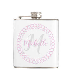Rosa Decorative Circle Monogram Flask Flachmann