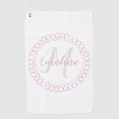 Rosa Decorative Circle Monogram Golf Handtuch (Vorderseite)