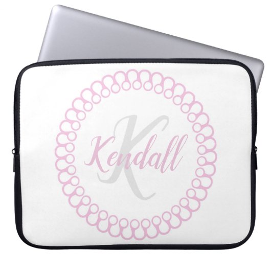 Rosa Decorative Monogram Laptop Sleeve (Vorderseite)