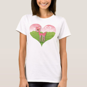 Rosa Deerie Herz-T-Shirt T-Shirt