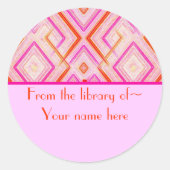 Rosa Deko Buchzeichen Stickers (Vorderseite)