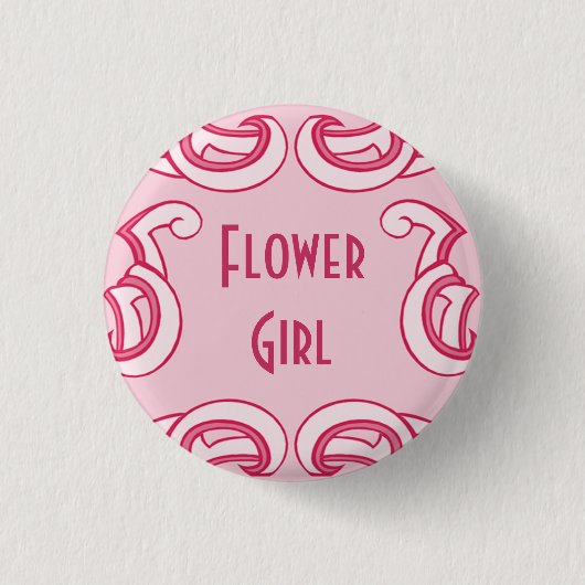 Rosa Deko "Flower Girl" Button (Vorderseite)