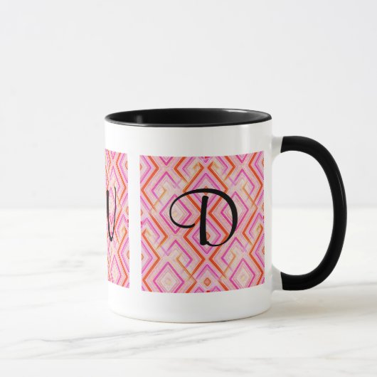 Rosa Deko-Monogramm-Tasse Tasse (Rechts)