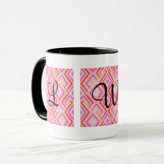 Rosa Deko-Monogramm-Tasse Tasse (Vorderseite Links)