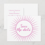 Rosa Deko Retro Save the Date Postkarte (Vorne/Hinten)