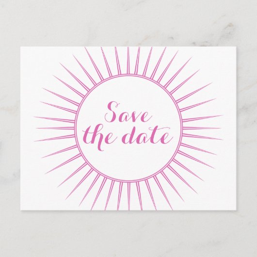 Rosa Deko Retro Save the Date Postkarte (Vorderseite)