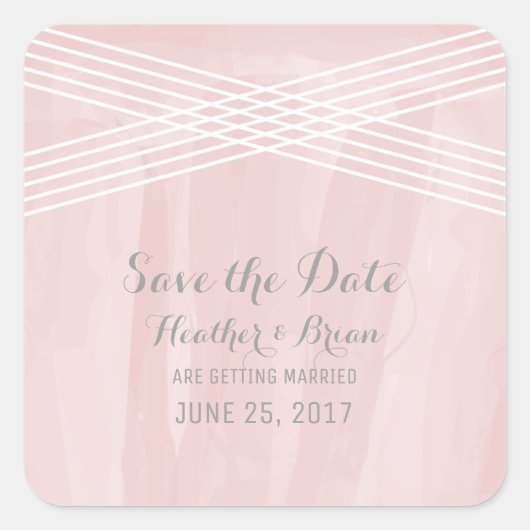 Rosa Deko Save the Date Quadratischer Aufkleber (Vorderseite)