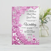 Rosa dekorative Blumenzauber Einladung (Stehend Vorderseite)