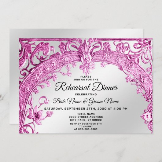 Rosa dekorative Probe Einladung (Vorne/Hinten)