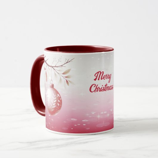 Rosa dekorative Weihnachtsball Tasse (Vorderseite Links)
