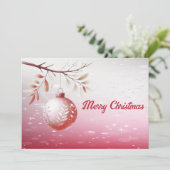 Rosa dekorative Weihnachtsball-Weihnachtskarte Feiertagskarte (Stehend Vorderseite)