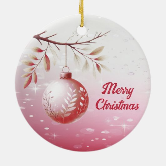 Rosa Dekorative Weihnachtsballes Keramik Ornament (Hinten)